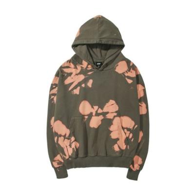 China Bleach Dye Breathable Hoodies With Shoulder Washed Unisex Hoodies Dropped Long Sleeve Pullover Hoodie for sale