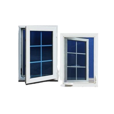 China Modern Magnetic Screen Home PVC With Steel Lining Inside Double Glass Casement Window Grill Design for sale