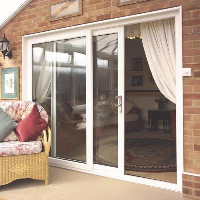 China High Quality Screen Profile Front Entry Double Glass Sliding UPVC Folding Exterior Doors For Living Room for sale