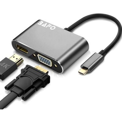 China Multi Function Data Transfer Cable BAFO High Quality Usb 2 In 1 USB-C To Hdmi 4k+VGA Adapter Converter 4K HDMI Video Converter Compatible for sale