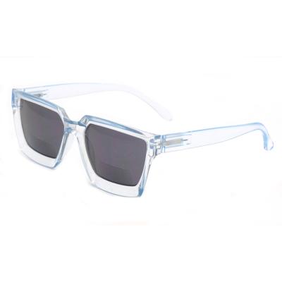 China PC China Manufacturer Transparent Square Frame Sunreaders Reading Glass Bifocal Sunglasses for sale