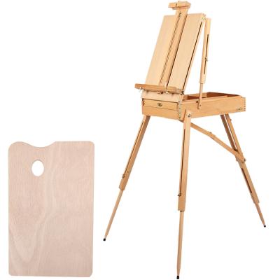 China High Quality Multifunctional Easel Beech Wood Painting Toolbox Beech Wood Painting Easel for sale