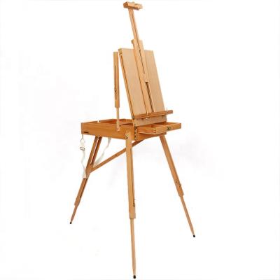 China High Quality Portable Imported Easel Red Beech Painting Easel With Storage Sketch Box Adjustable Easel for sale