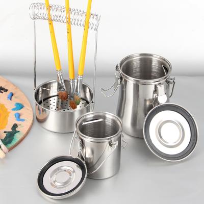 China Arts Drawing Free Samples High Quality Stainless Steel Closed Oil Painting Brush Outdoor Sketching Container for sale