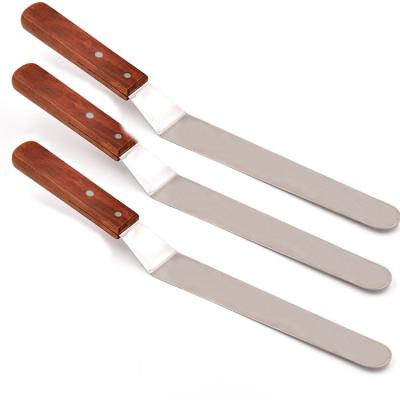 China Sustainable wooden handle offset icing spatula for sale