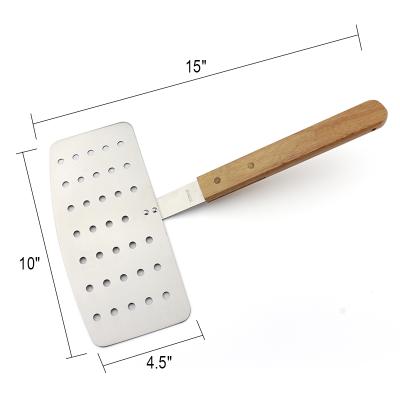 China Easily Cleaned Hot Sale BBQ Griddle Spatula Tool With Wooden Handle for sale