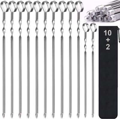 China Easily Cleaned Flat 12 Piece Stainless Steel BBQ Skewers for sale