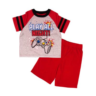 China Custom Print OEM QUICK DRY Boys Clothing Set Summer Tee And Red Pants Kids Sleepwear Pajamas for sale