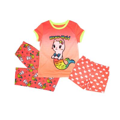 China Breathable Youth Girl Clothing All Over Print Shorts PJ Set Of 3 Piece Frank Sleepwear Kids for sale