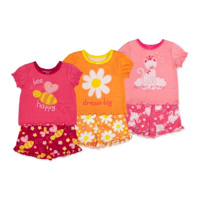 China 2020 QUICK DRY 2 Piece Summer Kids Spring Short Sleeve Baby Clothes Custom OEM Bee Cartoon Pajamas For Girl for sale