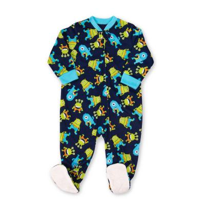 China One Piece 100% Polyester Baby Blue Monster Pajamas Clothes Infant Lovely Boys Rompers With Flame Retardant for sale