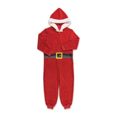 China 2020 Santa Xmas Red Thermal Santa Xmas Red Baby Boy Sleepwear One Piece Long Sleeve Hoodies Shear Romper Onesie Flame Retardant Pajamas for sale