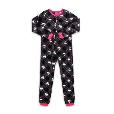 China 2020 Winter Girl One-Piece Thermal Black All Over Print Skull Lounge Franc Sleepwear Sleeper Party Onesie Cover Up Pajamas for sale