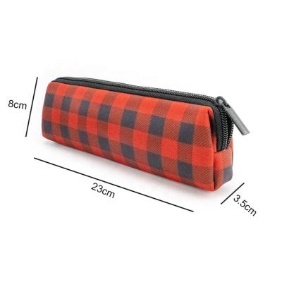 China Schools & New Office Design Student Standing White Large Pen Zipper Bag Neoprene Pencil Case for sale