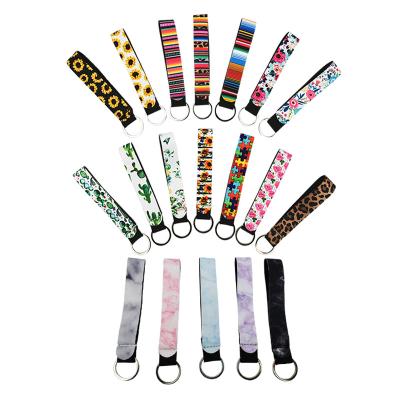 China Neoprene Waterproof Custom Sublimation Key Chain Bracelet Strap Hand Lanyard Keychain Key Chain Wrist Lanyard Keychain for sale