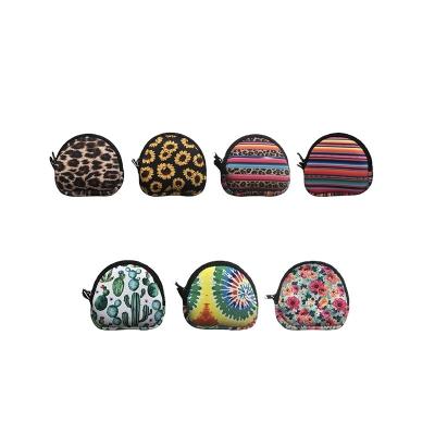 China Amazon Hot Selling Cheap Insulated Mini Wallet Coin Purses Earphone Holders Sunflower Neoprene Coin Purse Zipper Coin Wallets for sale