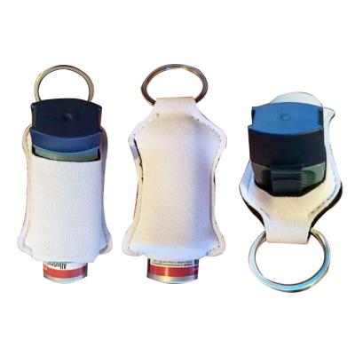 China Waterproof Custom Asthma Pump Holder Neoprene Inhaler Holder With Keychains For Sublimation for sale