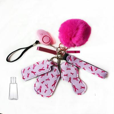 China High Quality Waterproof Set For Women Neoprene Self Defense Set With Pom Pom Keychain Women Safety Accessories Self Defense Keychain for sale