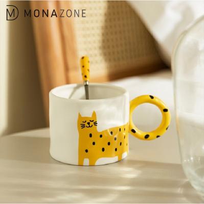 China MONAZONE Original Viable Pattern Print Series Ring Handle Milk Tea Cup Coffee Mug Water Drinks Animal Cup Lovely For Breakfast for sale