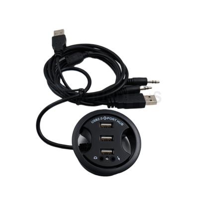 China With extension cable for USB and round microphone and earphone desk cable grommet with 3 left jack of USB and earphone for sale