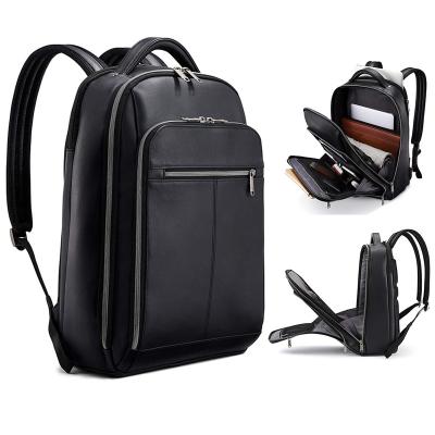 China Custom logo men's backpack luxury travel laptop backpack waterproof black waterproof leather rucksack for sale