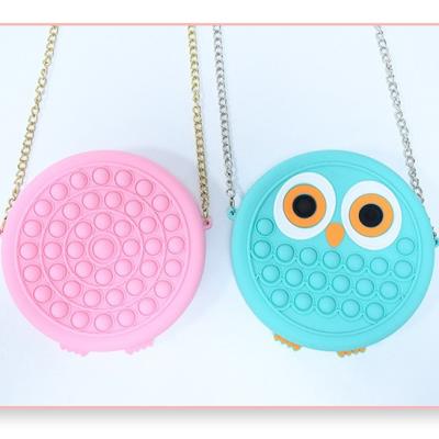 China Silicon Round Bag Children's Bag Circle Body Bag Coin Change Purse Owl Cross Bag for sale