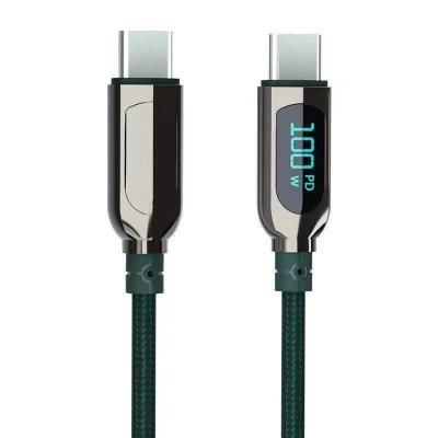 China MP3/MP4 Player 2022 LED Power Display 100W Cord Fast Charging USB C To USB C Fast Charging Data Cable for sale