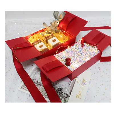 China Business& New Developed Valentine's Day Bow Gift Box Double Door Cardboard Box Purchasing High End Gift for sale