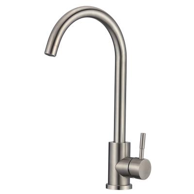 China Wholesale Modern Commercial Single Handle Mixer Water Tap Stainless Steel Goose Neck Deck Mounted Kitchen Faucet 2022 for sale