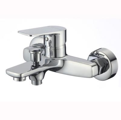 China Without Slide Bar Manufacturer Supply Lavatory Chrome Brass Faucet Wall Mounted Geometric Bathroom Sanitary Bath Mixer for sale