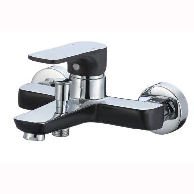 China Without Slide Bar OEM Manufacturer Brass Black New Style High Quality Wall Mounted Bathtub Faucet Bathroom Mixer for sale