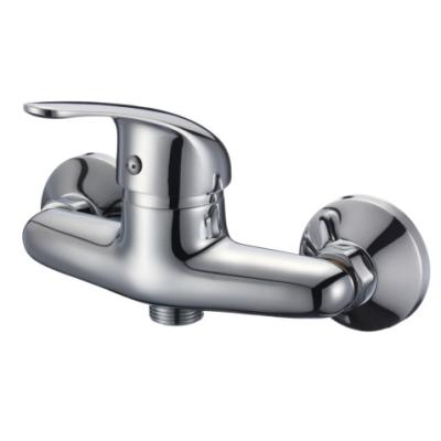 China Without Slide Bar Manufacturer Supply Lavatory Chrome Brass Faucet Wall Mounted Geometric Bath Bathroom Shower Sanitary Mixer for sale