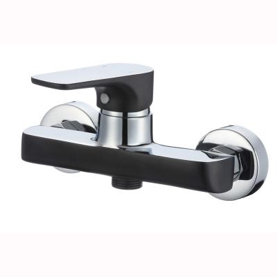 China Without Sliding Bar OEM Manufacturer Supply Lavatory Tango Black And Chrome Brass Faucet Wall Mounted Bath Bathroom Shower Sanitary Mixer Tap for sale