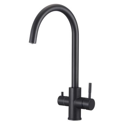 China Pull Out Black Deck Mounted Sink Kitchen Faucet Purifier Drinking Water Mixer Tap 304 Dual Spray Stainless Steel Filter Faucets for sale