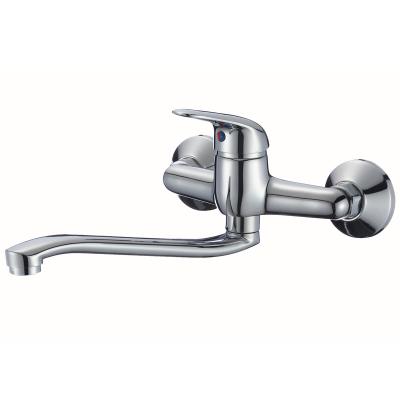 China Without Chrome Bath Supply Wall Mounted Brass Faucet Wall Mounted OEM Long Neck Sliding Bar Bathroom Sanitary Shower&bath Mixer With Long Spout for sale