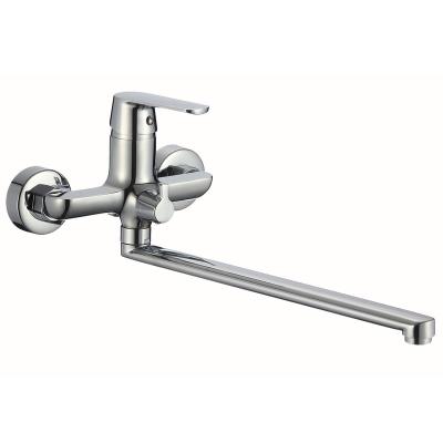 China Without Slide Bar OEM Manufacturer Supply Lavatory Chrome Brass Faucet Wall Mounted Bath Sanitary Shower&bath Mixer With Long Spout for sale