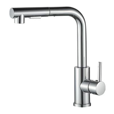 China Pull Out Jet 304 Stainless Steel Pull Down Faucets SS Chrome Hot And Cold Water Mixer Tap Pull Out Deck Mounted Sink Kitchen Faucet for sale