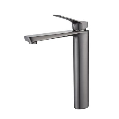 China Metered Faucets Single Handle Gunmetal Hot And Cold Bathroom Basin Faucet Brass Faucet for sale