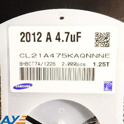 China CL21A475KAQNNNE Multilayer Ceramische Condensatorenmlcc ODM X5R 4.7uF Condensator Te koop