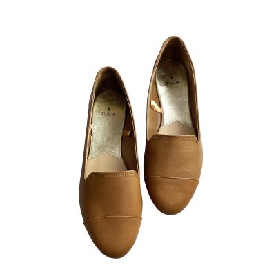 China OEM Flat Leather Flat Shoes Brown Color PU Flat Feminine Women's Shoes Heels Ladies Flats for sale