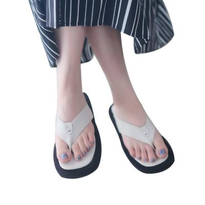 China Women Flip Flops Flat Sandals White Handmade Genuine Leather Summer Trend 2021 Fashion New for sale