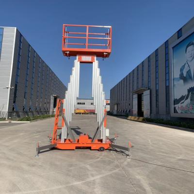 China Aerial Working Platform Hydraulic Folding Lift Table 200kg Dual 12 Meter Mast Aluminum Alloy Ladders for sale