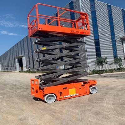 China Hotels START 30 Feet Moving Industrial Hydraulic Mobile Electric Scissor Lift For Warehouse for sale