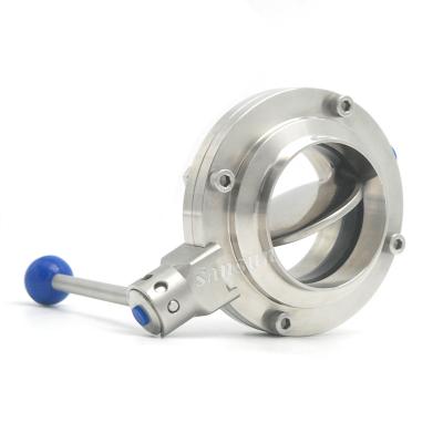 China General Welding Manual Food Grade SS304/316L Stainless Steel Sanitary Butterfly Valve for sale