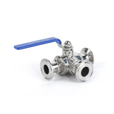 China Dairy Sanitary Stainless Steel Three Way Female T Type Ball Valve For Food Processing for sale