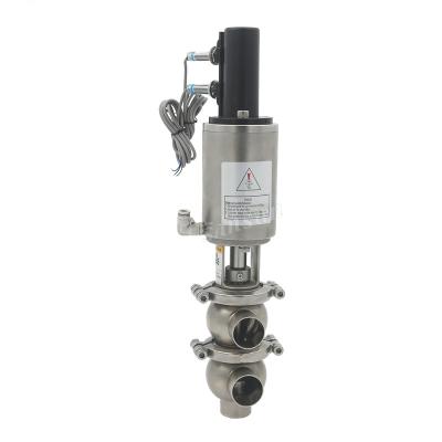 China SS304 Stainless Steel General Sanitary Pneumatic Control Reversing Valve With Sensor for sale