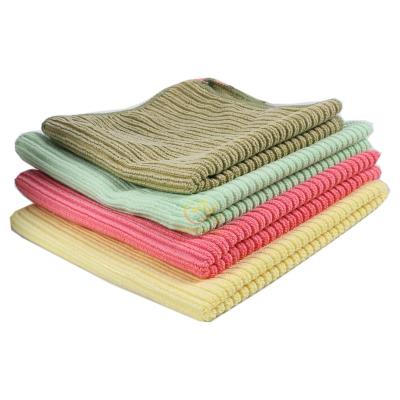 China Compressed Stripes Knitting Towel Cheap Household Clean Wash Station And Kitchen Clean Cloth for sale