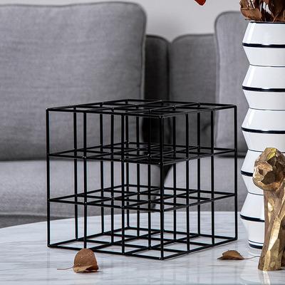 China Square Metal Shelf Ornaments Iron Material Home Decoration Ornaments Square Line Ornaments for sale