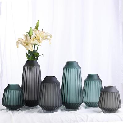 China Modern Nordic Light Luxury Minimalist Vase Color Frosted Origami Glass Vase for sale