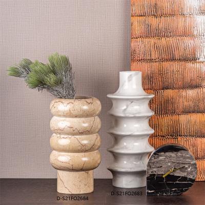 China Home Decoration Marble Color Resin Vase For Home Decor Modern Sculpture for sale